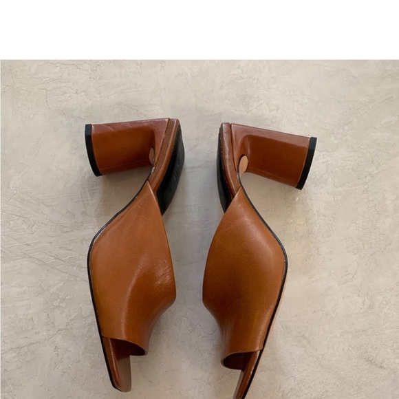 Zara Cognac Asymmetrical Block Heel Sandals - Picture 7 of 7